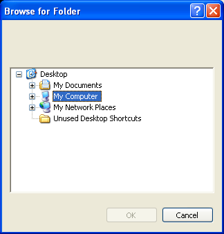 Screenshot of a folder browse dialog