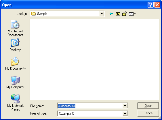 Screenshot of a file open dialog