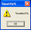 Screenshot of an exclamation messagebox